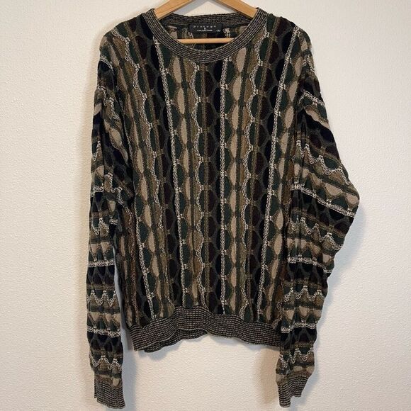 Vintage 80s Protege Collection Grandpa Green Sweater Size XL